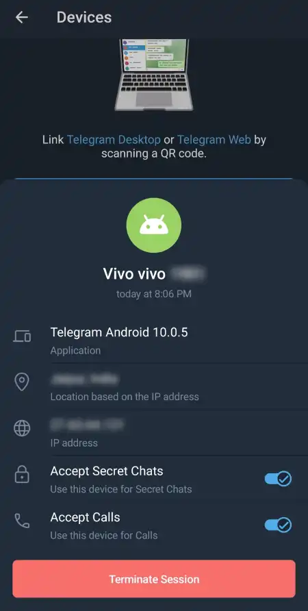 Cách đăng nhập Telegram không cần mã xác nhận - bảo mật tài khoản - dừng quyền truy cập - terminate